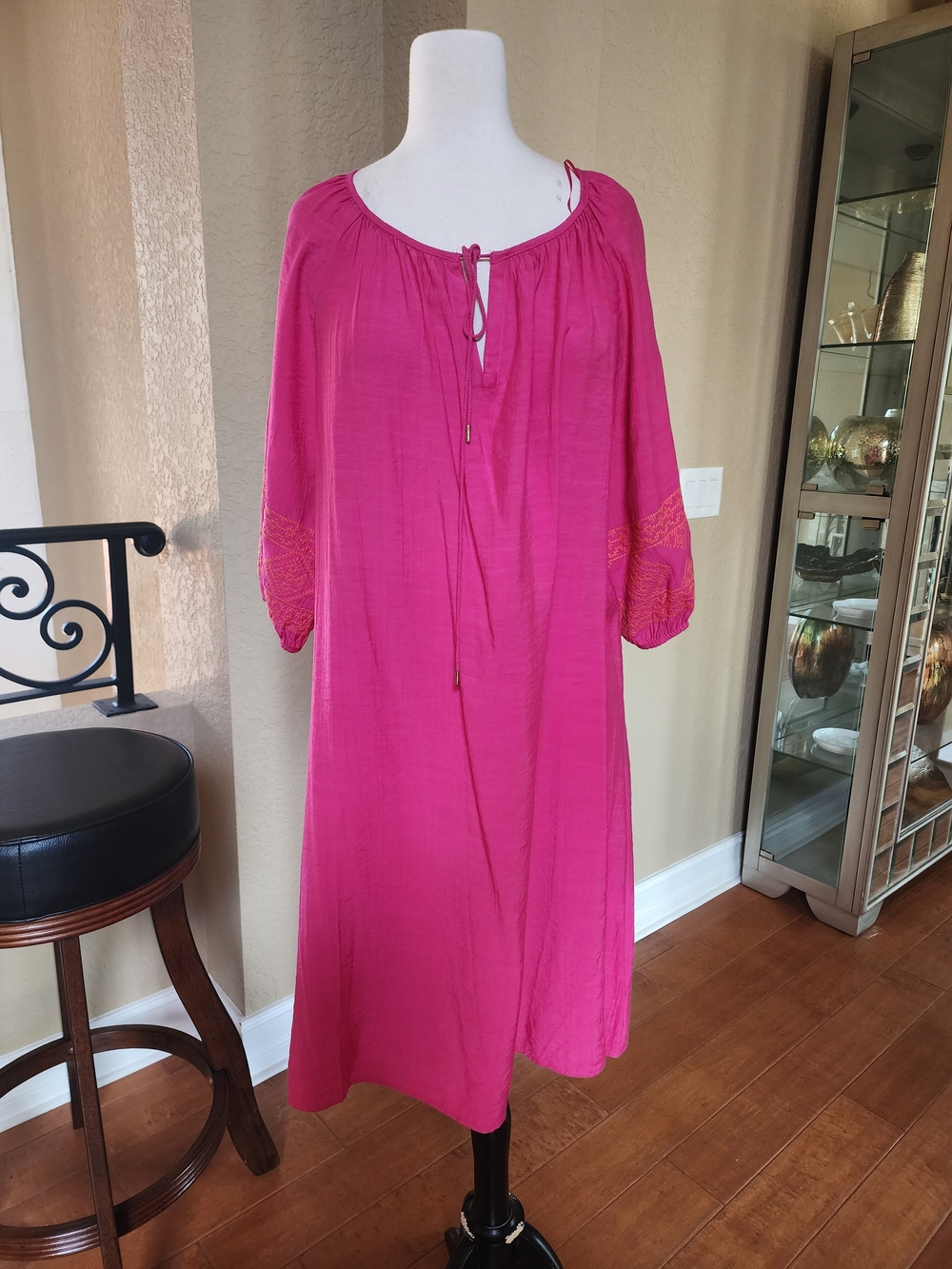 The Pioneer Woman Fuchsia Pink Peasant Midi Dress